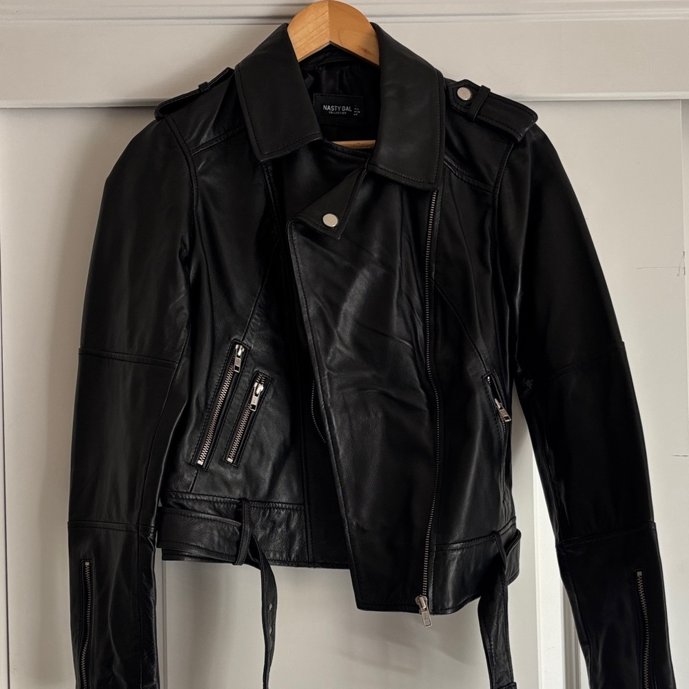 Nasty Gal Black Leather Biker Jacket
